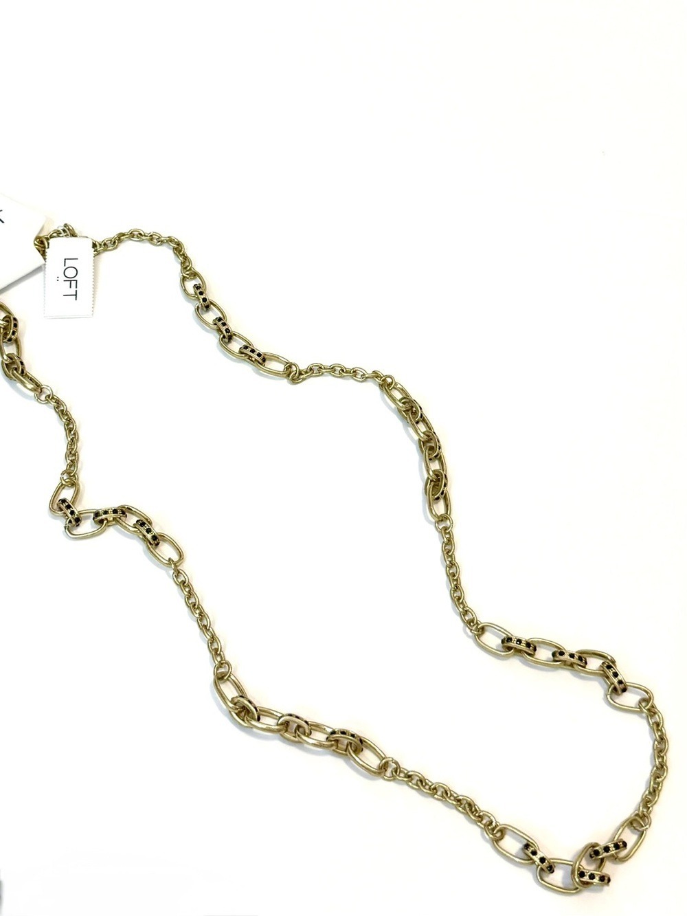 LOFT Gold Link Station Necklace with Black Crystal Accents | NWT - Picture 5 of 6